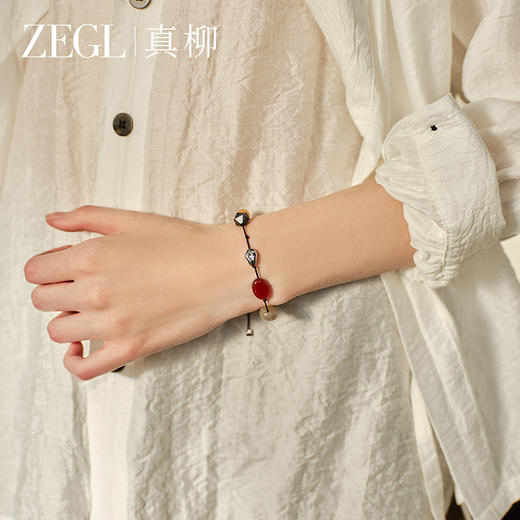 ZEGL设计师小彩石红玛瑙手串手链女生轻奢小众2025年新款串珠手饰 商品图4