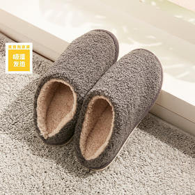  泰迪绒抗菌防臭拖鞋秋冬季保暖室内纯色拖鞋吸湿发热