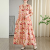 雀说 宽松大码女装印花度假风圆领文艺复古长款连衣裙 商品缩略图10