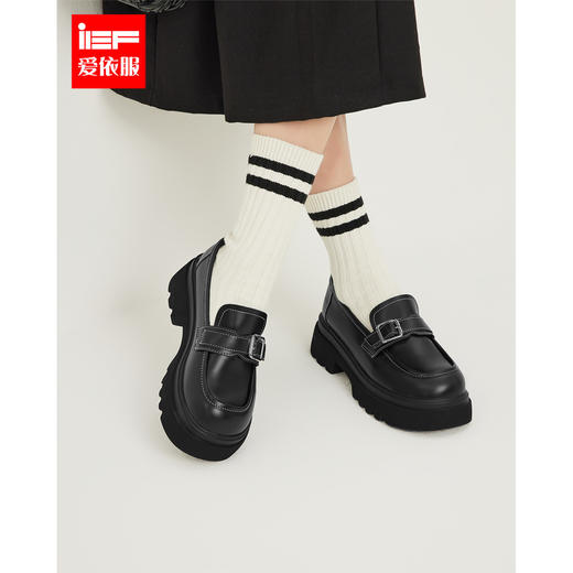 IEF/爱依服2025小皮鞋 春季 学院风通勤百搭JK方头平底乐福鞋1583 商品图0