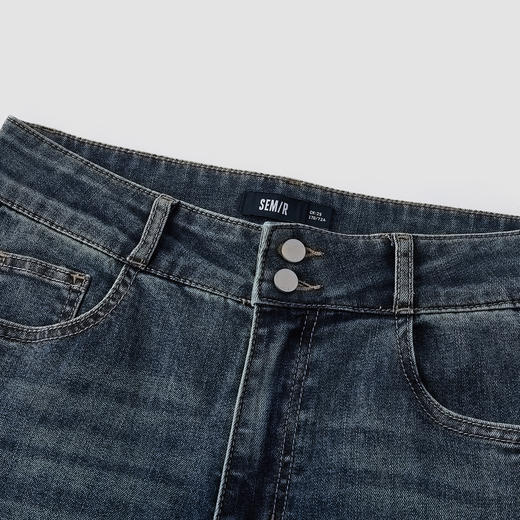 森柔牛仔|商场同款森马牛仔裤女分割喇叭裤2025新款秋季毛边长裤 商品图2