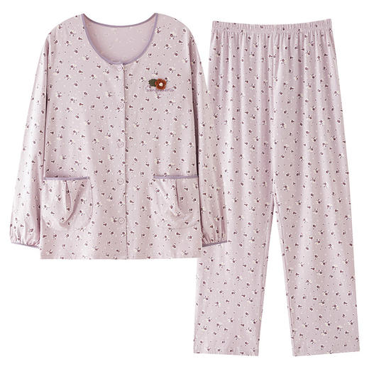 雀说 纯棉公主风睡衣女秋季长袖长裤翻领开衫可外穿家居服套装 商品图4