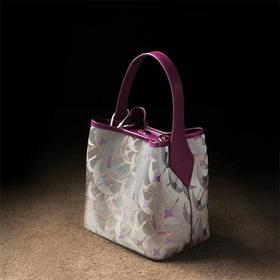 丁摩 宋锦手提包新中式国风旗袍包水桶包牛皮包单肩手提斜挎包5ZF-2127