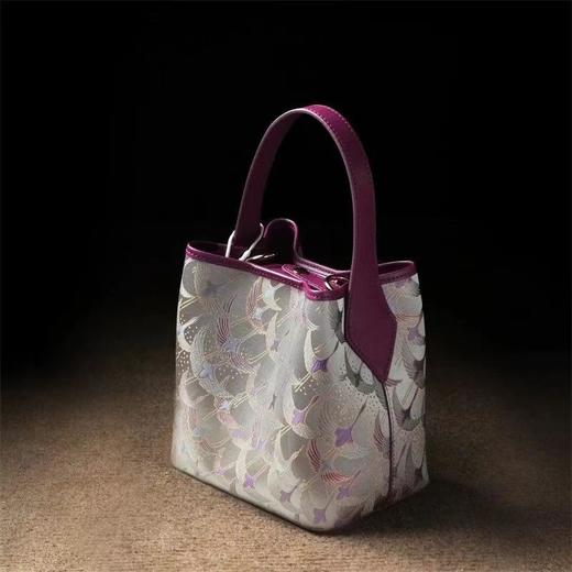 丁摩 宋锦手提包新中式国风旗袍包水桶包牛皮包单肩手提斜挎包5ZF-2127 商品图0