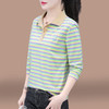 百媚生 95棉翻领条纹女士长袖T恤850 商品缩略图6