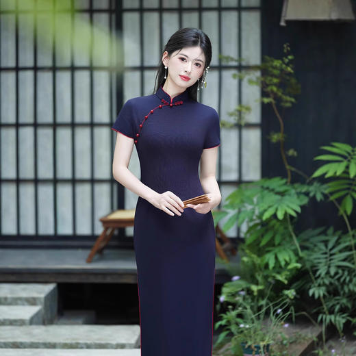 中国风改良修身显瘦，罗马棉长款复古旗袍XW8640 商品图2