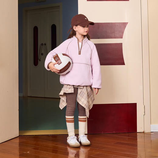 【抗静电】马克珍妮男女童摇粒绒半拉链卫衣2025年秋装新款551730 商品图2