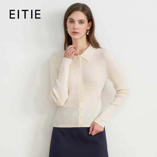 【polo领气质开衫】EITIE爱特爱简约显瘦羊毛针织衫2025秋季新款针织衫D2501907 商品图0