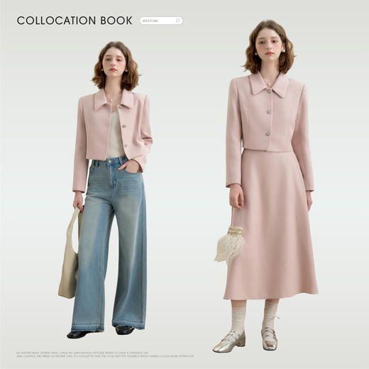 西遇法式烫钻名媛小香风长袖外套女秋季单排扣直筒短款上衣V2951177 商品图1