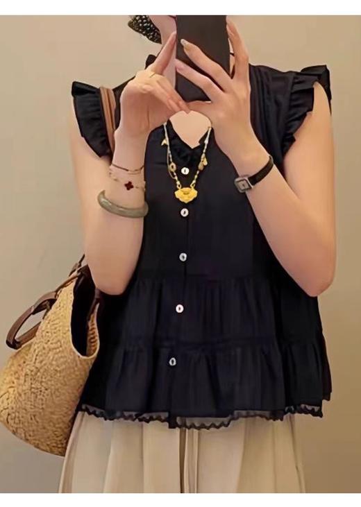 【门店同款】ENJOY夏季“海风来信”花边小飞袖上衣 163497576 商品图1