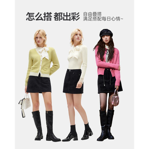 IEF/爱依服2025 冬季 韩版时尚显瘦别致设计感显瘦天鹅绒A裙N36378 商品图4