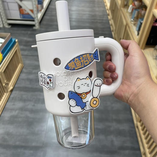 HOLOHOLO洞洞吸管杯DD01月光白800ml（不带杯花） 商品图1
