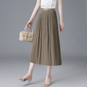 丁摩 细褶显瘦气质百褶半身裙女夏季a字大摆裙通勤韩版中长裙5ZF-8111