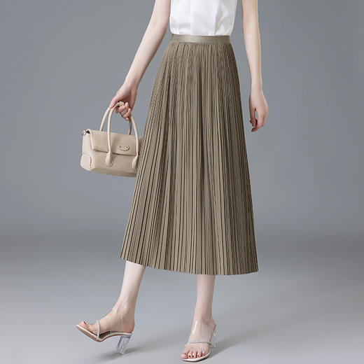 丁摩 细褶显瘦气质百褶半身裙女夏季a字大摆裙通勤韩版中长裙5ZF-8111 商品图0