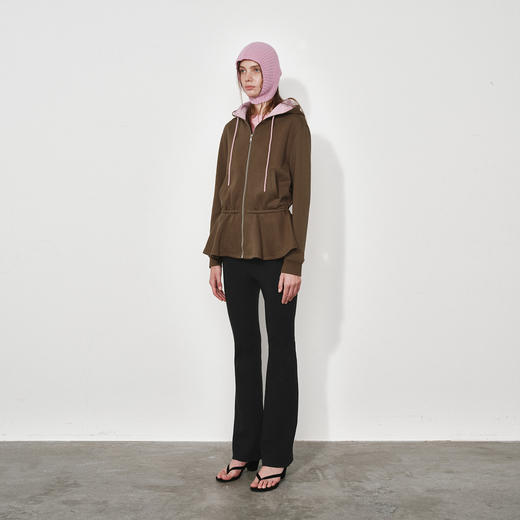 NUTH复古宽松撞色收腰鱼尾中长款连帽卫衣开衫外套女 商品图2