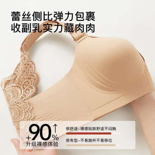 【隐形粉底液】内衣女大码前扣性感蝴蝶蕾丝美背文胸舒压按摩杯盈然花语 商品图7