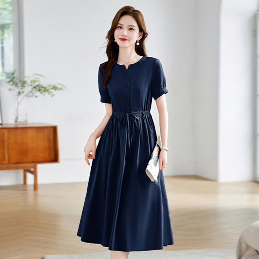 【预售3天】新款气质时尚简约干练修身显瘦纯色高腰A字连衣裙WZ89679 商品图1