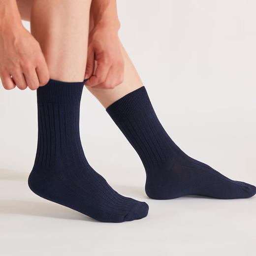  百搭透气吸汗简约纯色菱格袜子男士中筒袜纯色船袜 商品图0