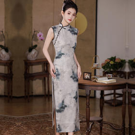 【预售3天】新款双层华尔缎长款修身显瘦日常旗袍8145