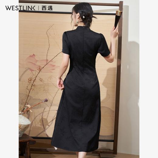 新中式国风古典提花连衣裙女新款气质优雅系带长裙V0050547 商品图5