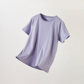  圆领透气纯色上衣T恤宽松 女士短袖 莫代尔