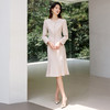 IWY/秋季气质米色鱼尾裙西装半裙女小香风正式场合长袖职业裙两件套J25C201+J25S202 商品缩略图5