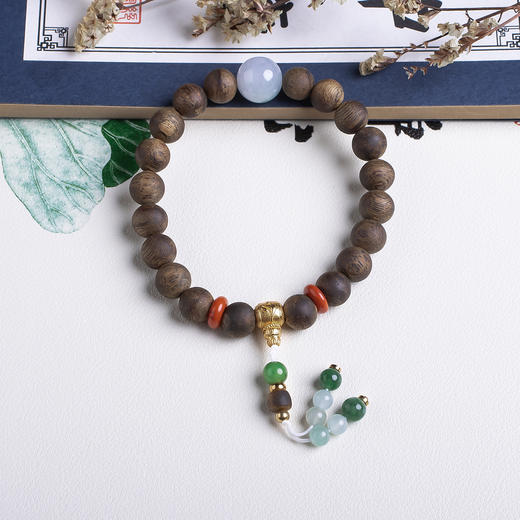 xy0514沉香+翡翠南红手持手串 商品图3