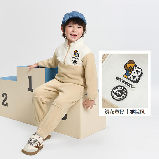 巴拉巴拉童装儿童套装男童秋冬摇粒绒两件套学院风小童百搭休闲装 商品图3
