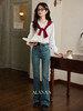 【65折秒杀】鹿向南「长腿神器」法式复古蓝显瘦牛仔裤女早秋新款休闲直筒长裤L56983 商品缩略图3