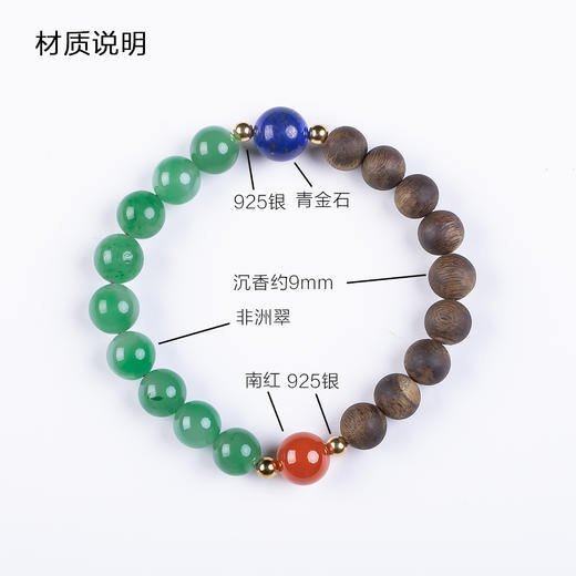 xy0518沉香+南红青金非洲翠手串 商品图7