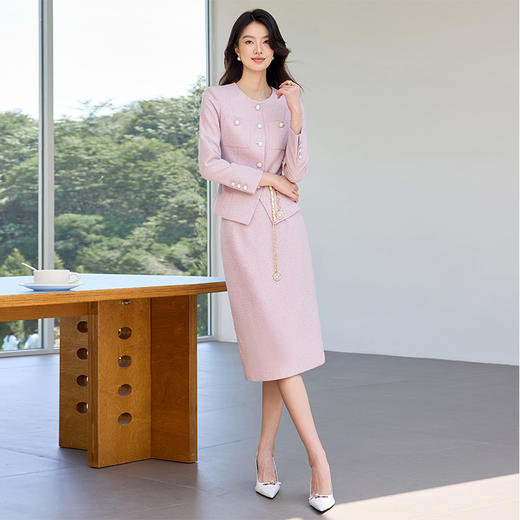 IWY/法式名媛粉色西装套裙女秋季长袖珠宝设计师工作服正装WCS117 商品图8