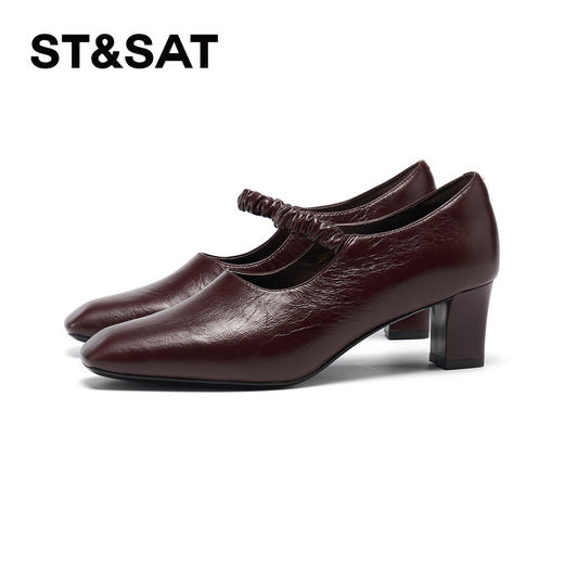 【精选牛皮】星期六复古褶皱感粗跟玛丽珍SSD3111059 商品图10