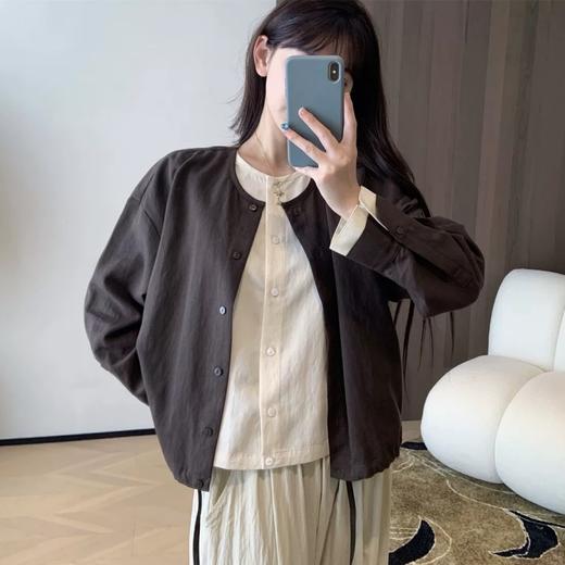 秋季清仓【郎奴华菲LONGNVFAIR法式假两件衬衫】美拉德色系 衣摆抽绳设计 设计感小众上衣 商品图3