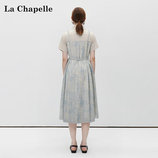 会员福利【官网700+高品质】拉夏贝尔/La Chapelle翻领拼接假两件短袖连衣裙女小众设计感时尚长裙2025新款 商品图2