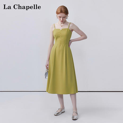 天猫同步【优雅、高级】拉夏贝尔/La Chapelle法式排扣吊带裙女气质温柔风高腰时尚无袖长裙★ 商品图1