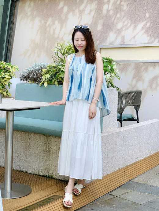 【百图lulu定制】【潮汐衬衫】水墨画渲染  蓝白条  无袖衬衫 商品图6