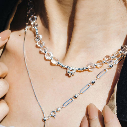 【夏季新款】alodia.co 品牌直发 月影凝霜雕刻珠白水晶项链 925银设计款天然水晶 商品图5