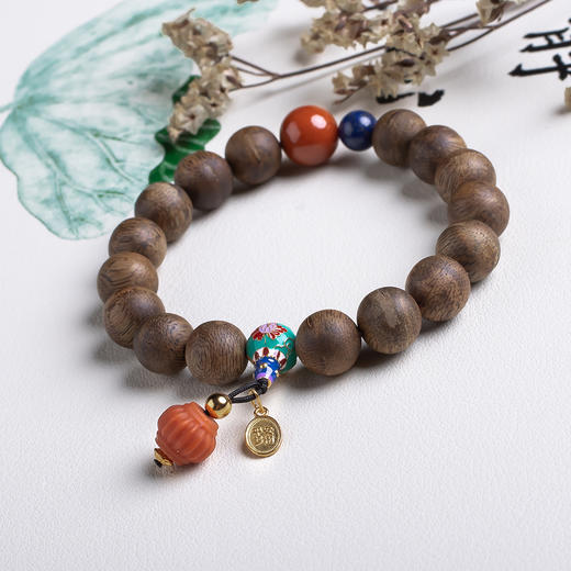 xy0519沉香+青金石南红灯笼珠手串 商品图2