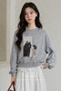 鹿向南「猫系女孩」灰色卡通动漫长袖卫衣女秋季新款百搭宽松上衣 商品缩略图3