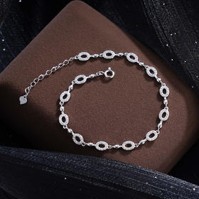 子佩集S925银【倩影凌波】手链【SL070490】纯银时尚椭圆圈锆石2507