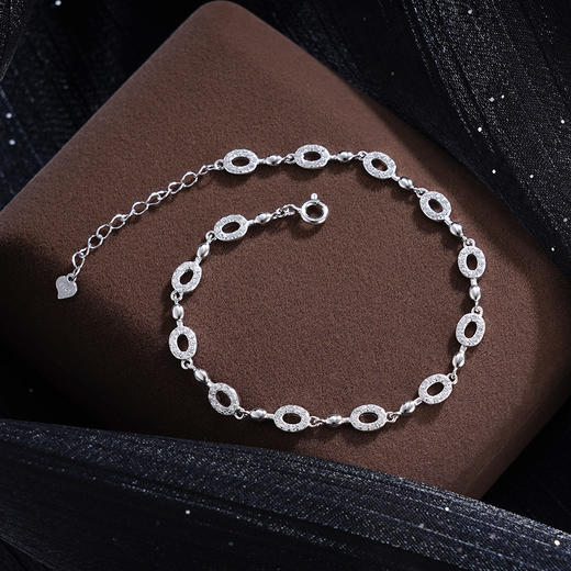 子佩集S925银【倩影凌波】手链【SL070490】纯银时尚椭圆圈锆石2507 商品图1