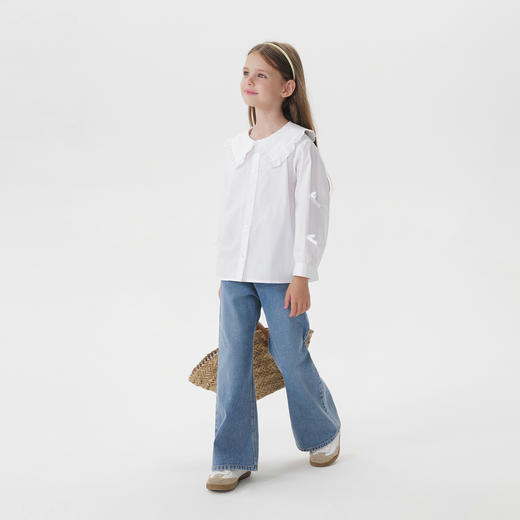 马克珍妮女童云感纯棉牛仔微喇裤2025年秋装新款551386 商品图1