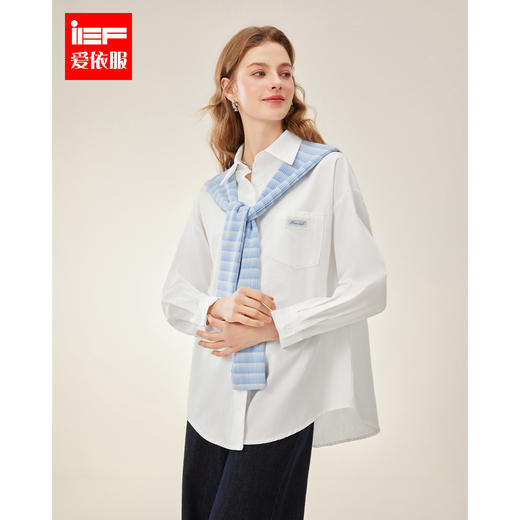 IEF/爱依服2025 春季 时尚学院风休闲百搭减龄设计感披肩中衬衫N37764 商品图0