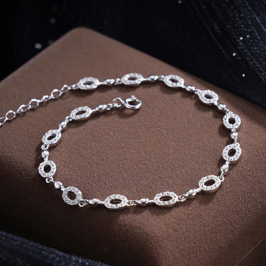 子佩集S925银【倩影凌波】手链【SL070490】纯银时尚椭圆圈锆石2507 商品图3