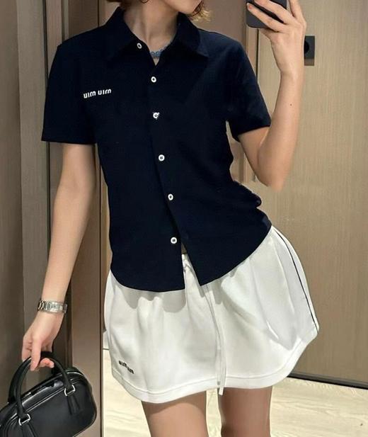 MIU棉质珠地透气网系扣POLO精致衬衫开衫 商品图5