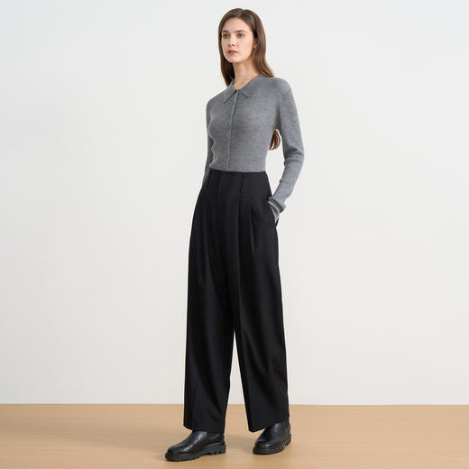 【polo领气质开衫】EITIE爱特爱简约显瘦羊毛针织衫2025秋季新款针织衫D2501907 商品图7