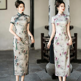 日常高档修身长款，民国风年轻款旗袍LJX-7794