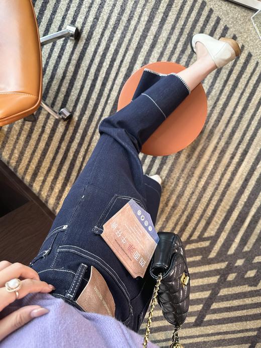 满分版型！高腰直筒花边牛仔裤女2025早秋新显瘦弹力九分烟管裤女款！ 商品图3