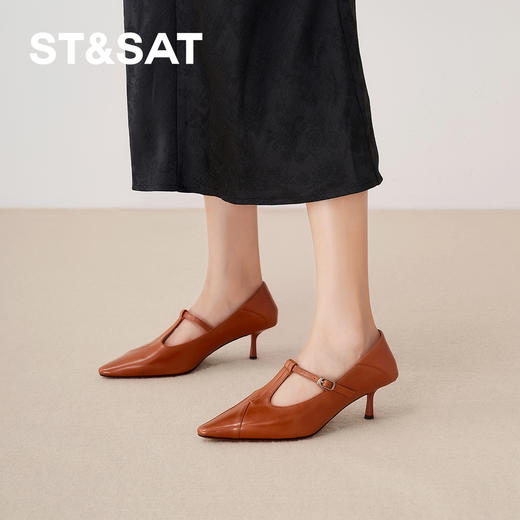 【精选牛皮】星期六优雅T 字带显瘦细高跟SSD3111089 商品图7