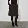 NUTH复古拼接半身裙双腰头中长款a字伞裙女 棕咖色 商品缩略图3
